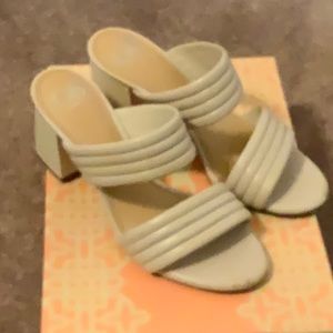 GB - Cream two strap block heel sandals
